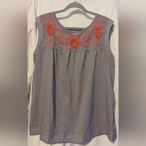 Liz Lange Gray Maternity Top with Orange Floral Detail